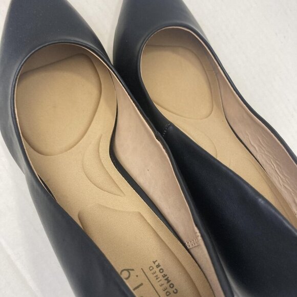 NEW Womens Size 9.5 Pointed Toe Heels Comfort Pumps Black Gold Detail Classic - Picture 4 of 10